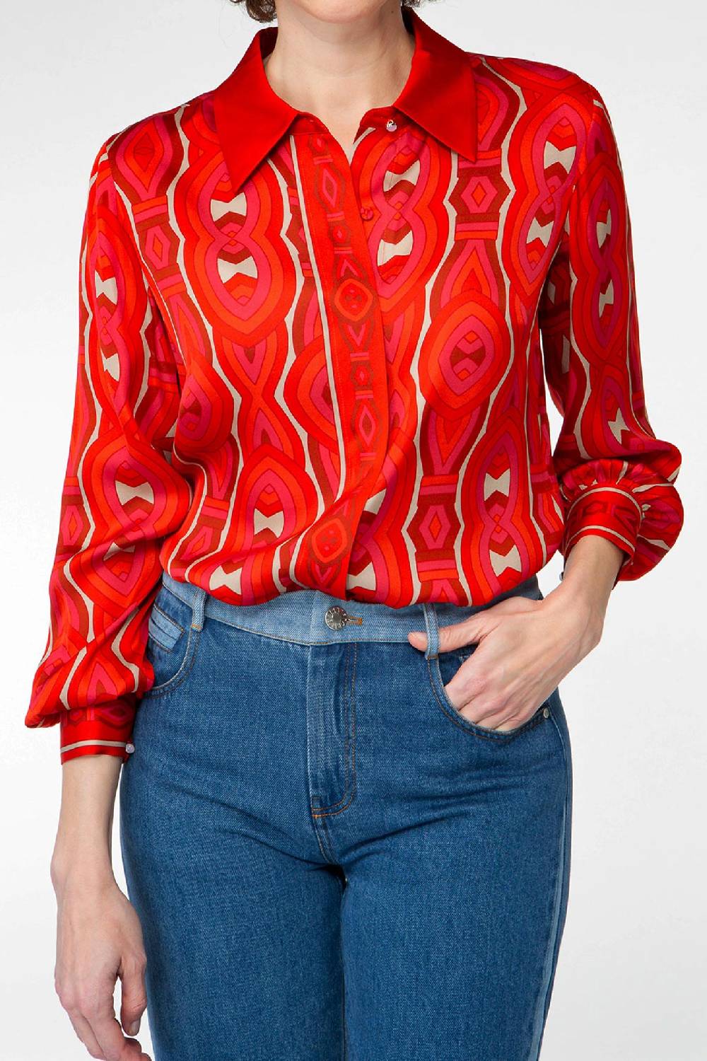 IVI GmbH GRACE Hemdbluse Aus Seide Rot