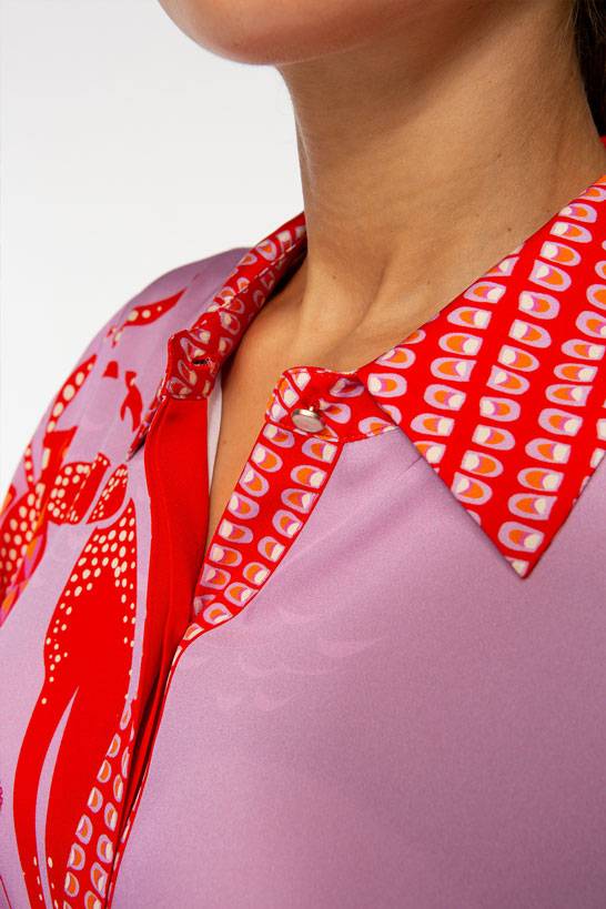 IVI GmbH LOBSTER Hemdbluse Aus Seide Pink