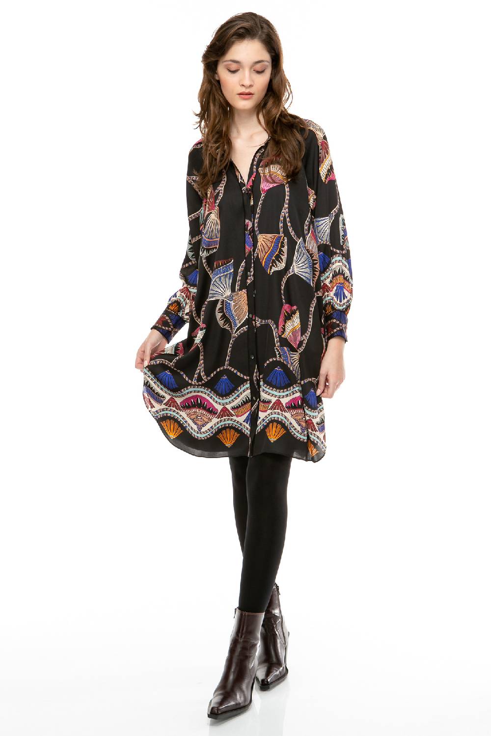 IVI GmbH LOTUS BLOSSOM Seidenkleid Schwarz