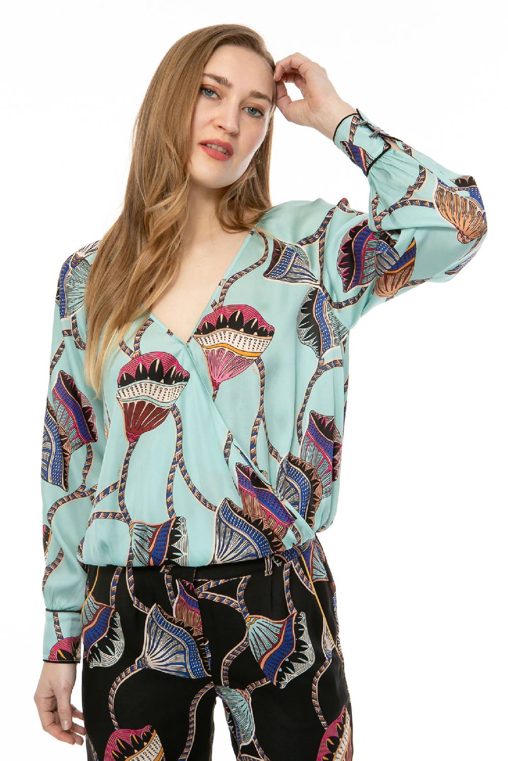 IVI GmbH LOTUS BLOSSOM Wickelbluse Türkis