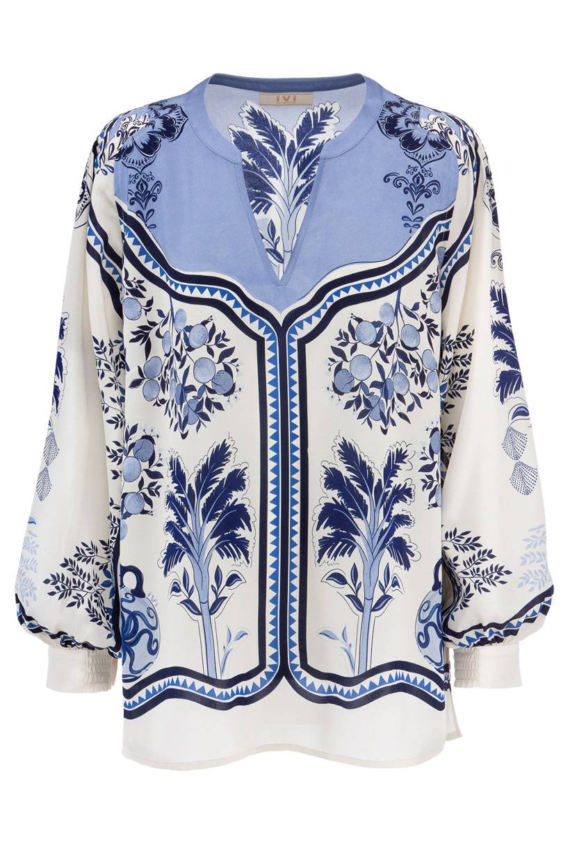 IVI GmbH ORIENTAL GARDENS Seidenbluse sky
