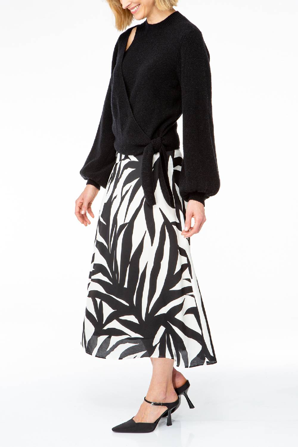 IVI GmbH PALM LEAF BLACK Seidenrock Mit Print