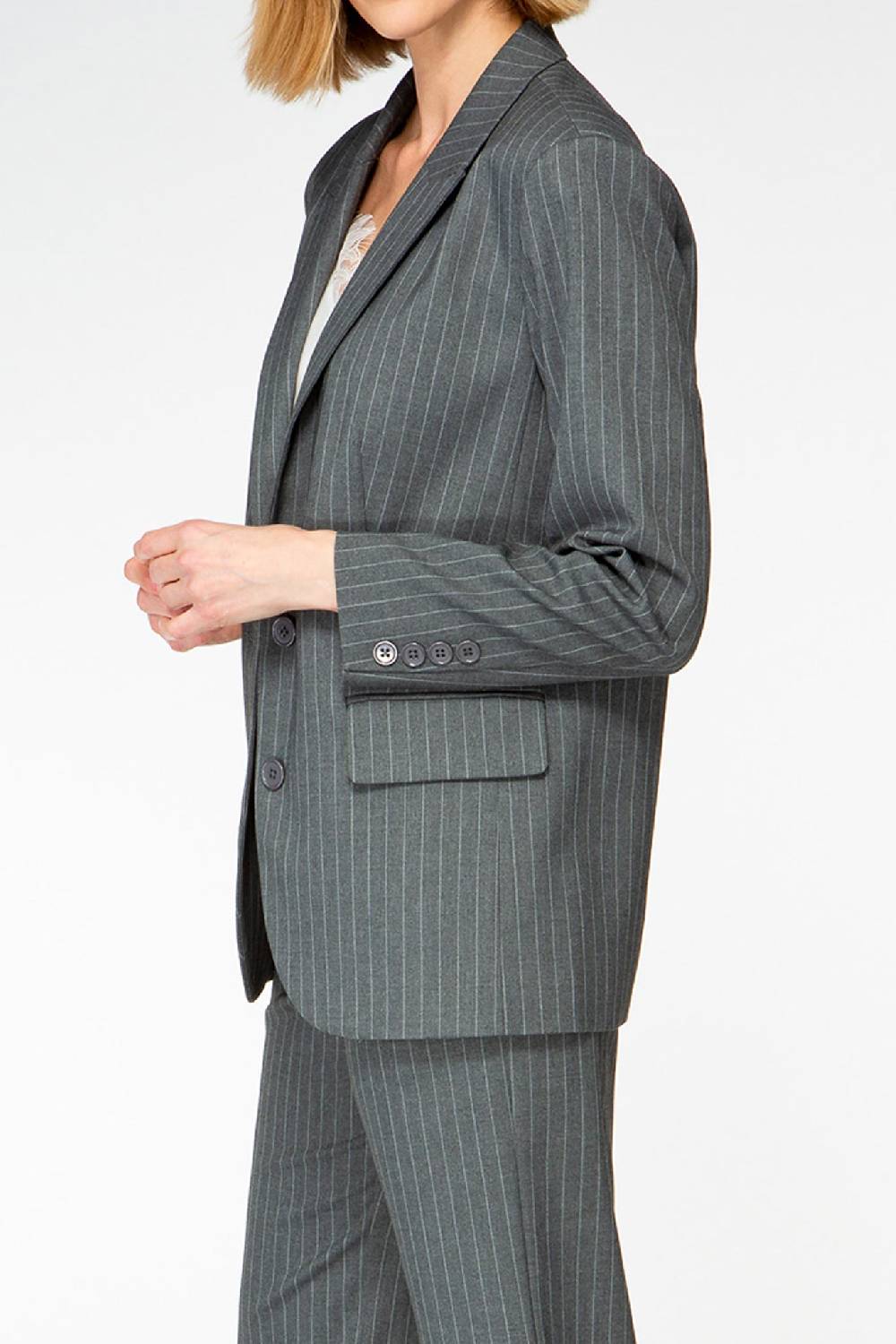 IVI GmbH PINSTRIPE Klassischer Blazer Graphit