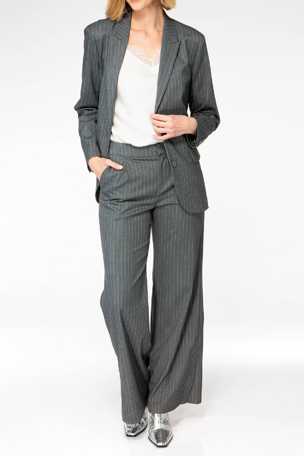 IVI GmbH PINSTRIPE Klassischer Blazer Graphit