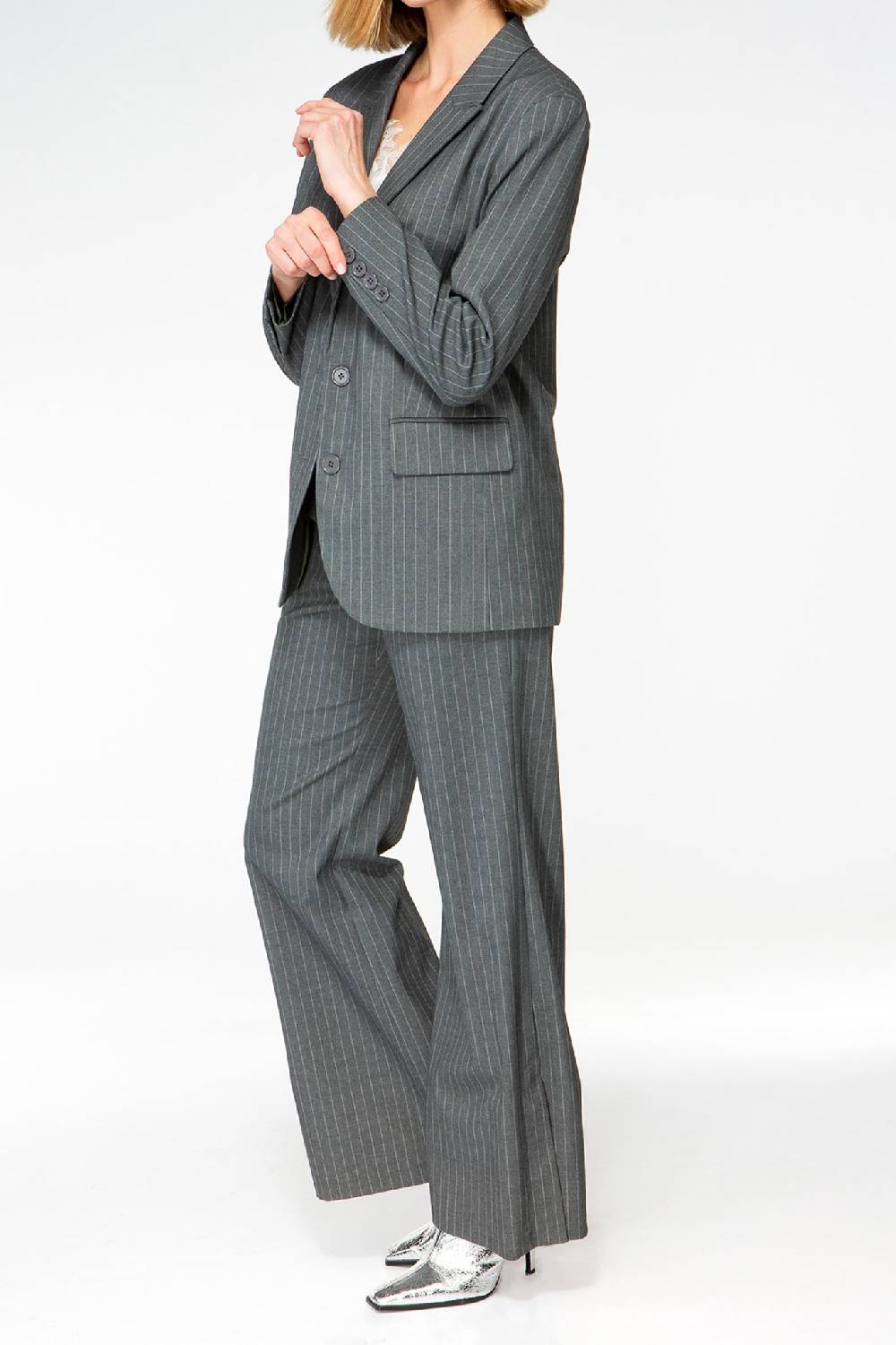 IVI GmbH PINSTRIPE Klassischer Blazer Graphit