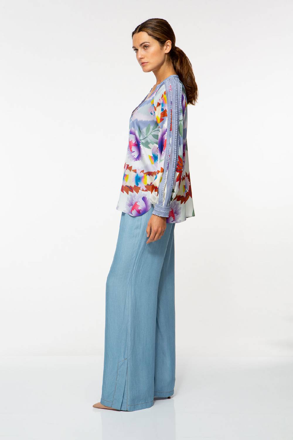 IVI GmbH PIXEL PAISLEY Seidenbluse Lavendel