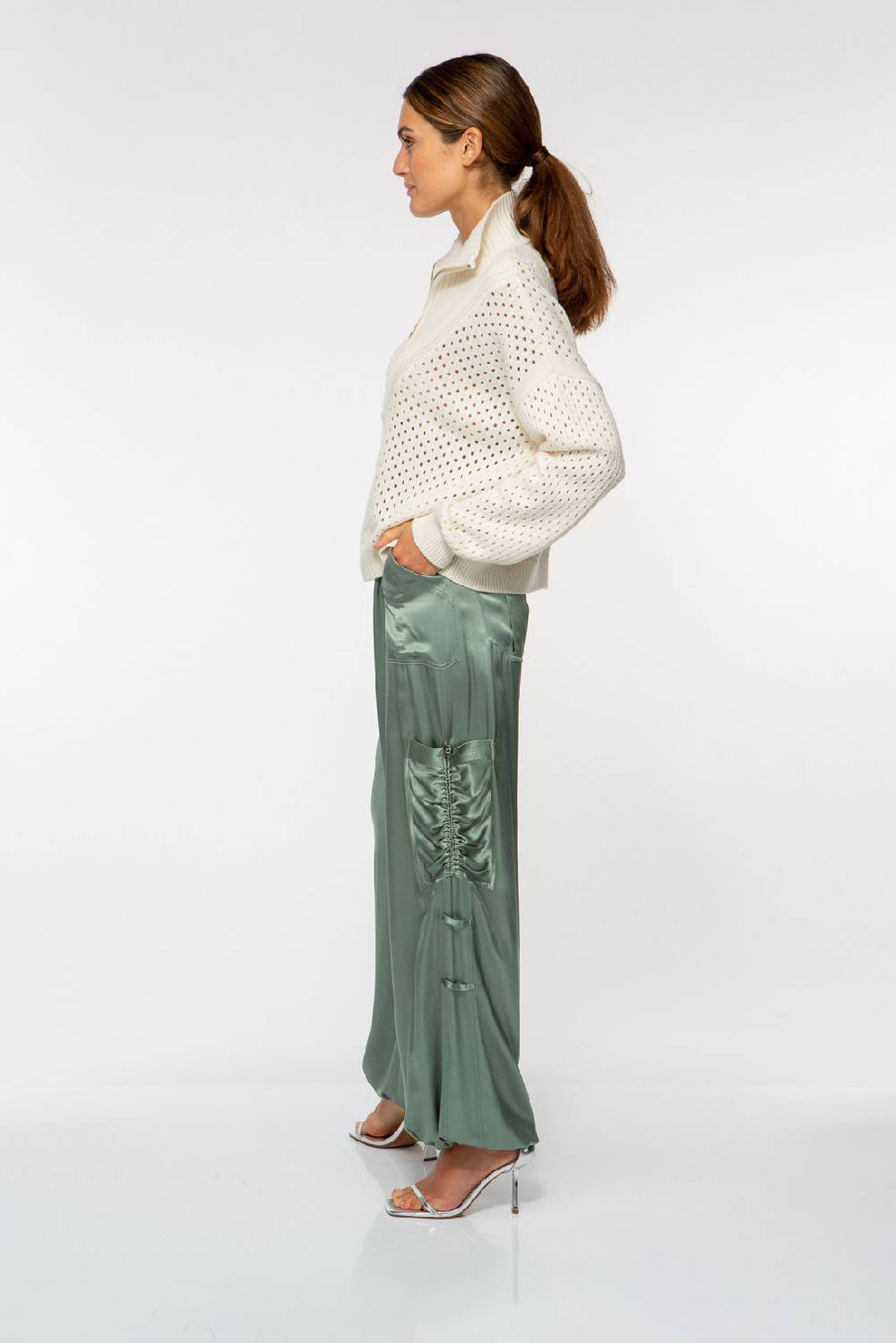 IVI GmbH SATEEN Hose Mit Cargo Details Thyme