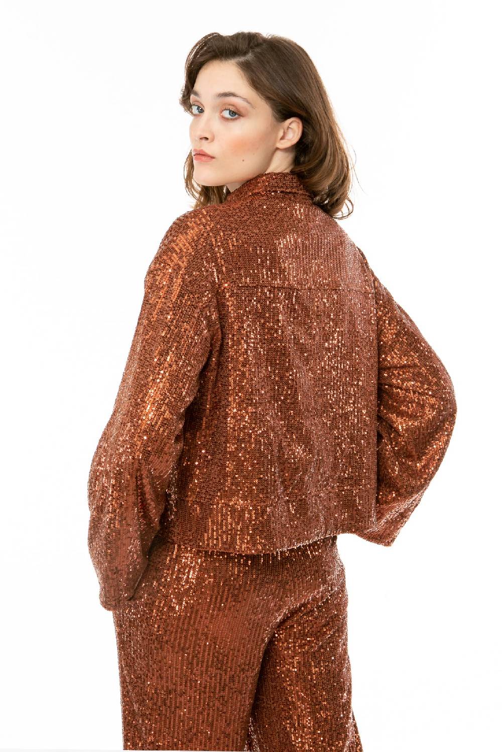 IVI GmbH SEQUINS Boxy Jacke Cognac