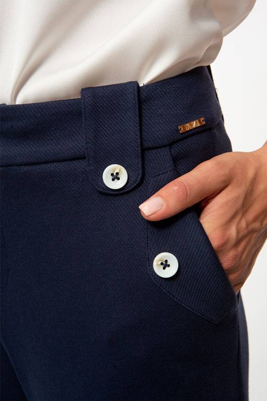 IVI GmbH SOLID JERSEY Bootcut Hose Navy