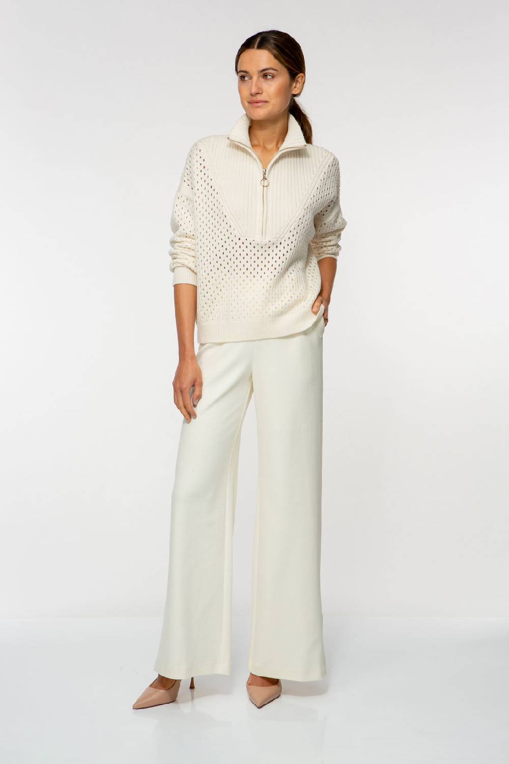 IVI GmbH SOLID JERSEY Bootcut Hose Weiß