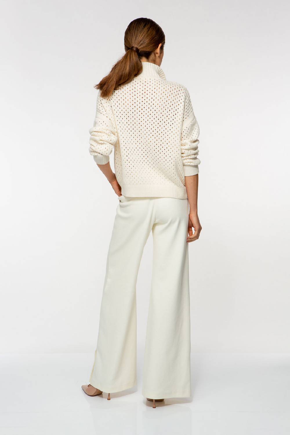 IVI GmbH SOLID JERSEY Bootcut Hose Weiß