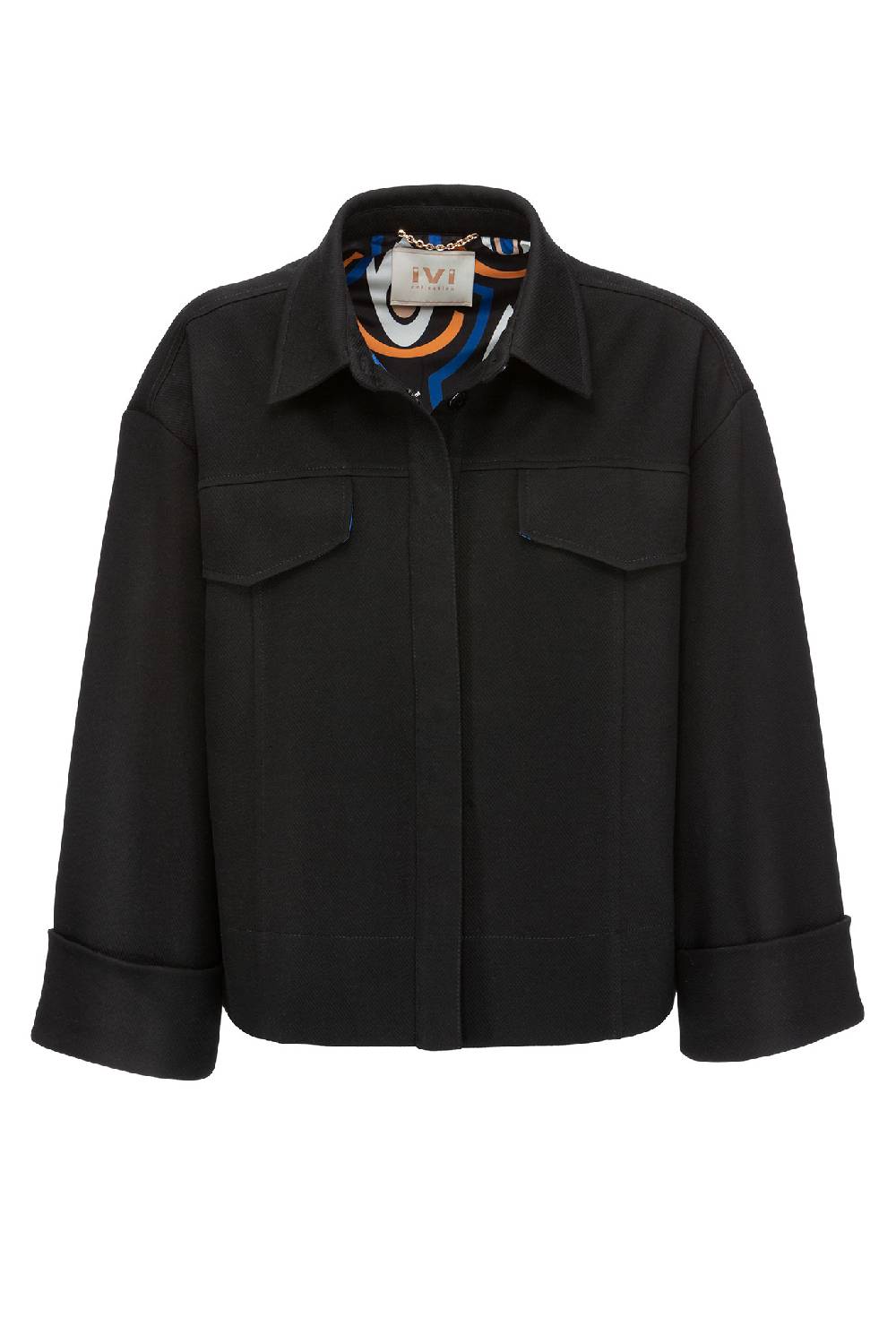 IVI GmbH SOLID JERSEY Boxy Jacke schwarz