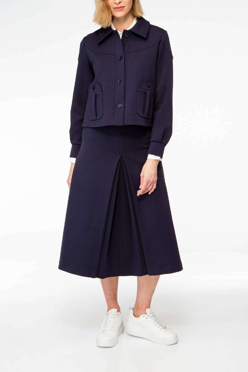 IVI GmbH SOLID JERSEY Kurze Jacke Im Boxy Fit Navy