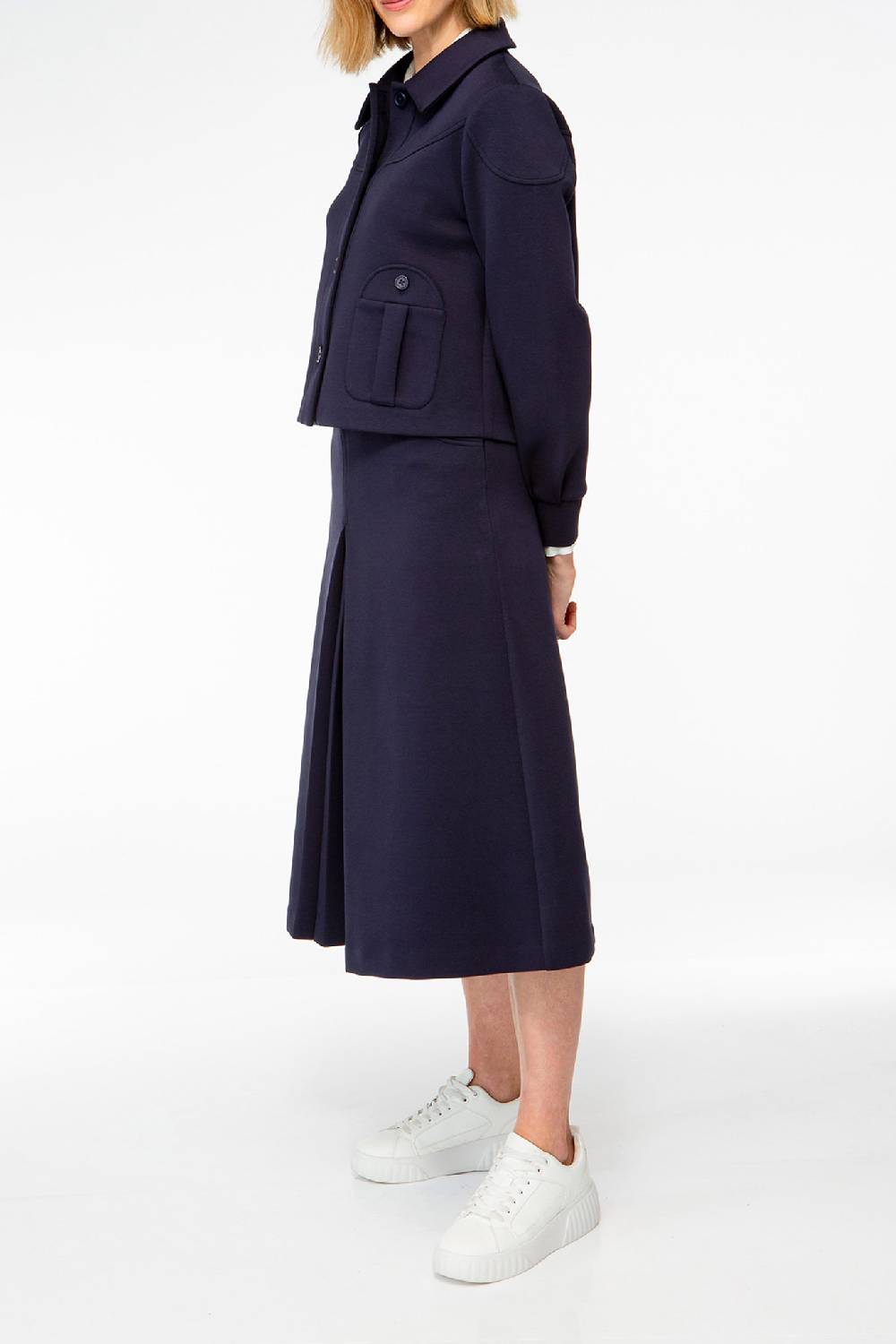 IVI GmbH SOLID JERSEY Kurze Jacke Im Boxy Fit Navy