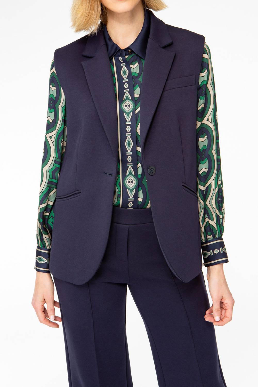 IVI GmbH SOLID JERSEY Weste Mit Reverskragen Navy