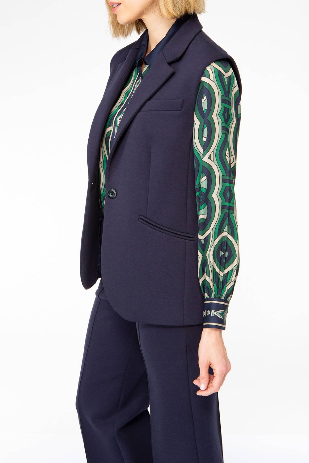 IVI GmbH SOLID JERSEY Weste Mit Reverskragen Navy