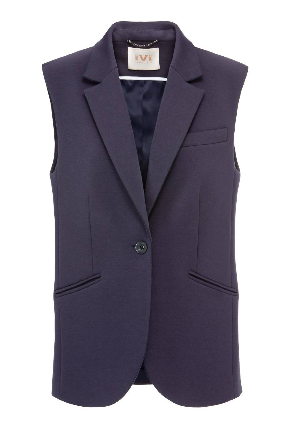 IVI GmbH SOLID JERSEY Weste mit Reverskragen navy