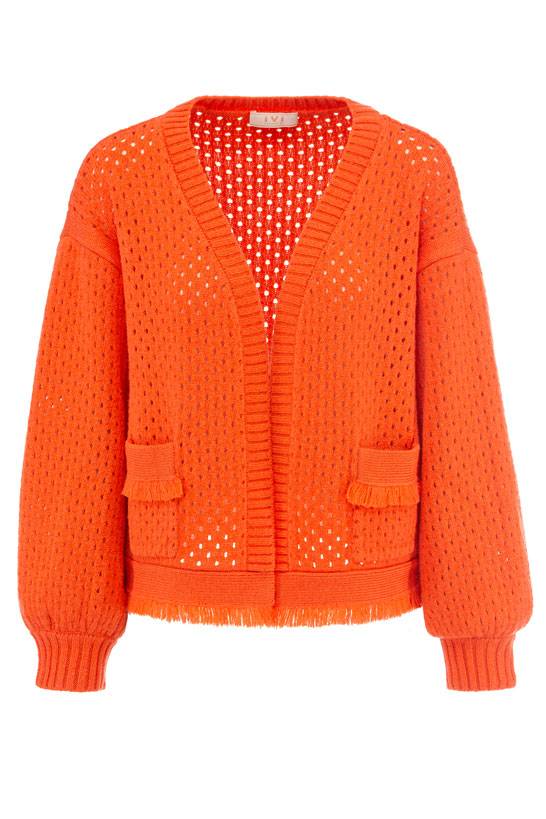 IVI GmbH SOLID KNIT Boxy Cardigan grenadine