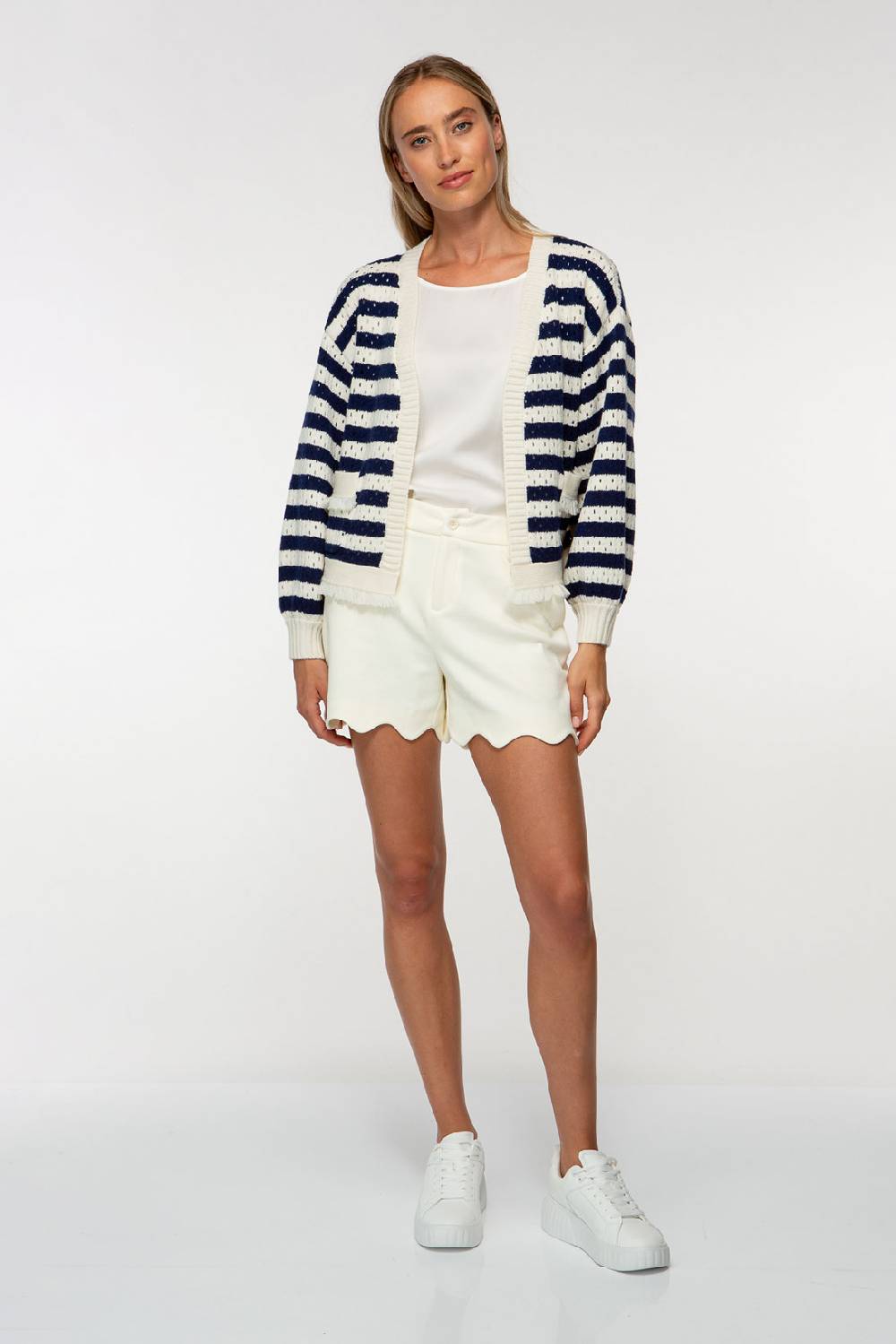 IVI GmbH SOLID KNIT Boxy Cardigan Mit Streifen