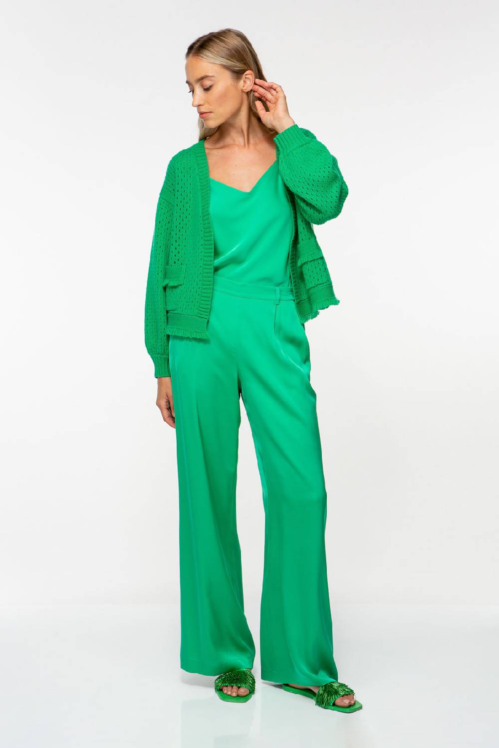 IVI GmbH SOLID KNIT Boxy Cardigan Smaragd