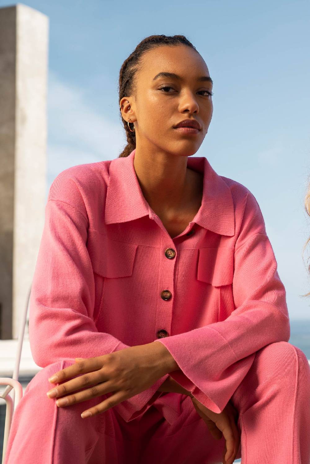 IVI GmbH SOLID KNIT Boxy Jacke Pink