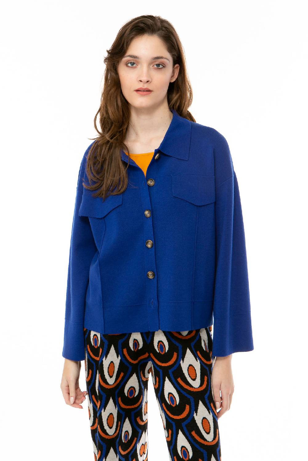 IVI GmbH SOLID KNIT Boxy Jacke Royal Blau