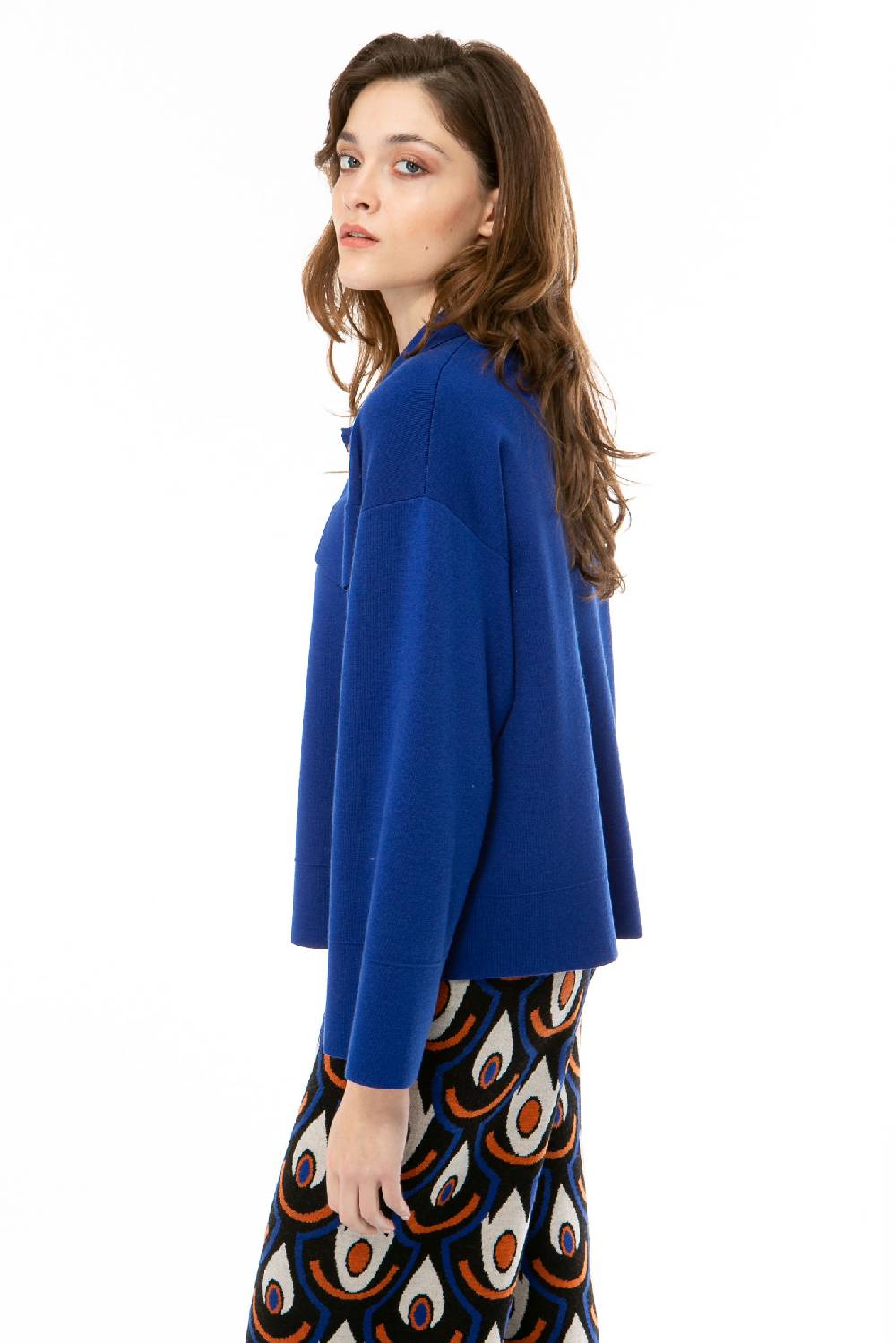 IVI GmbH SOLID KNIT Boxy Jacke Royal Blau