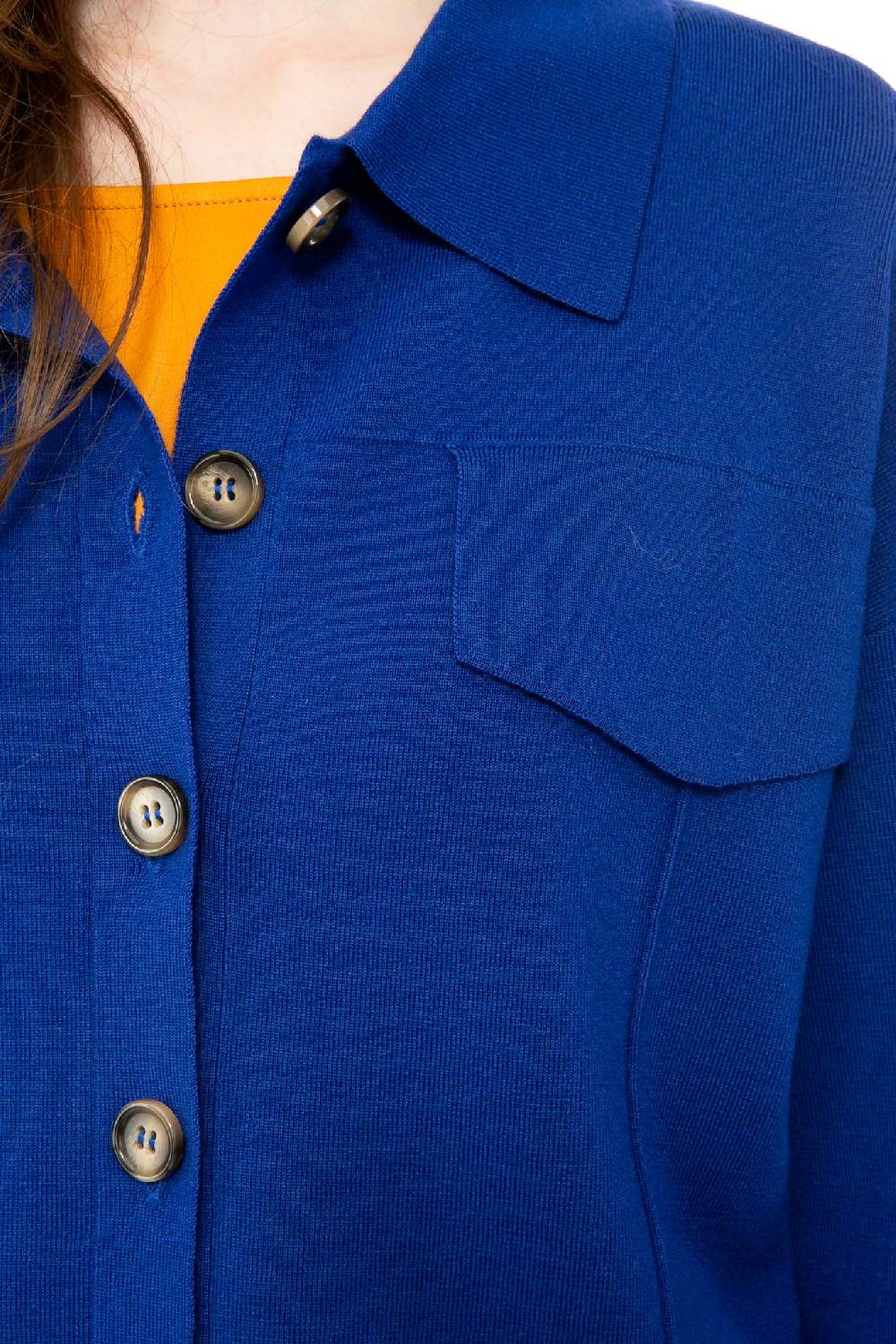 IVI GmbH SOLID KNIT Boxy Jacke Royal Blau