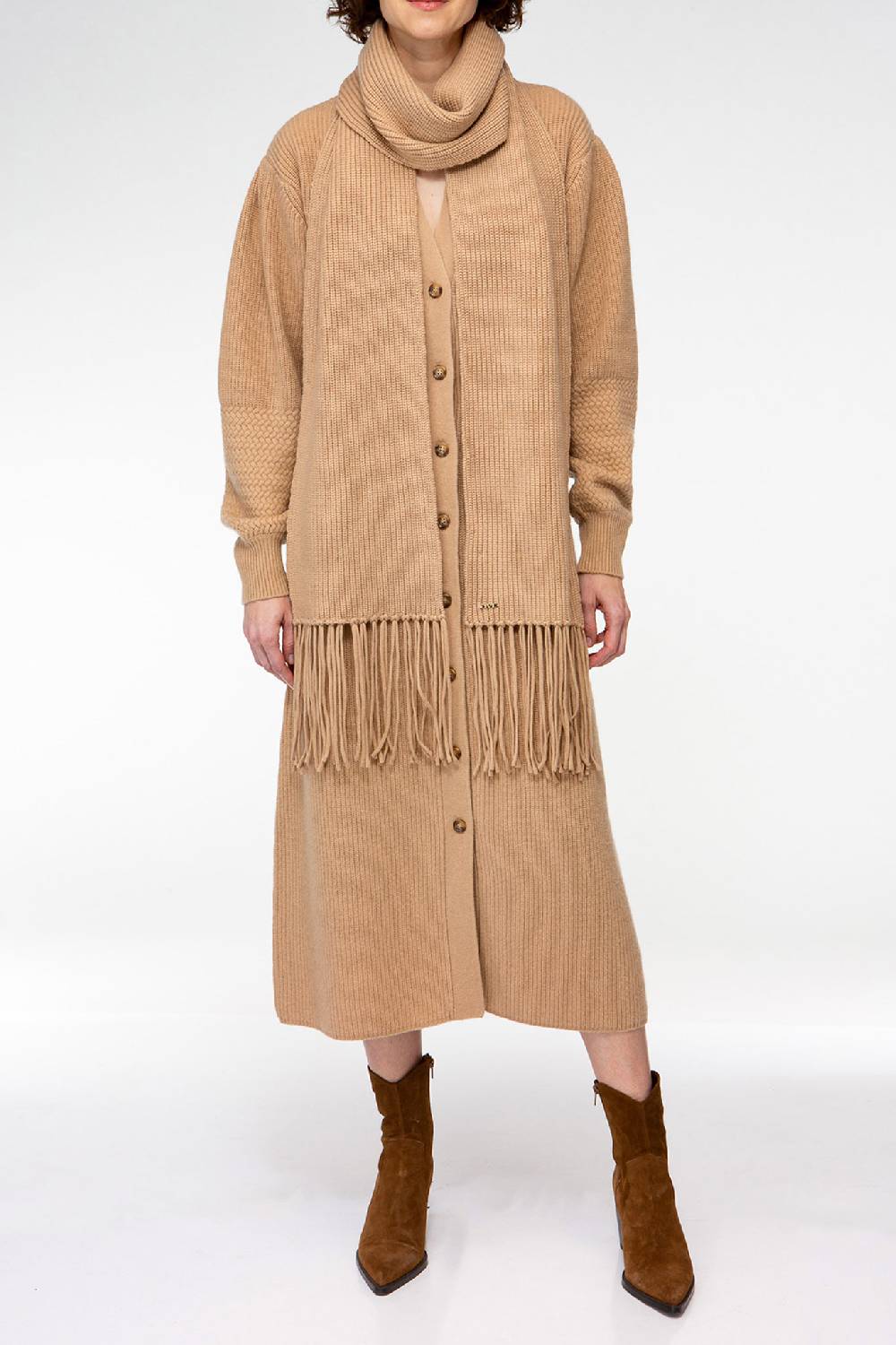 IVI GmbH SOLID KNIT Langer Schal Mit Fransen Camel