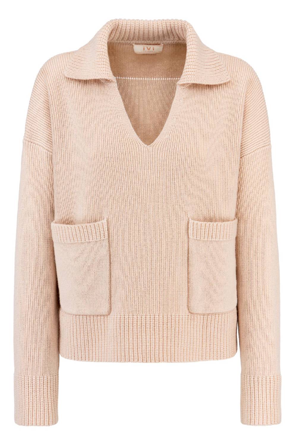 IVI GmbH SOLID KNIT Pullover im Troyer-Look sand