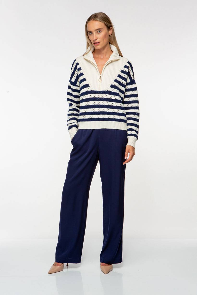 IVI GmbH SOLID KNIT Troyer Pullover Mit Streifen