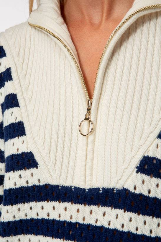 IVI GmbH SOLID KNIT Troyer Pullover Mit Streifen