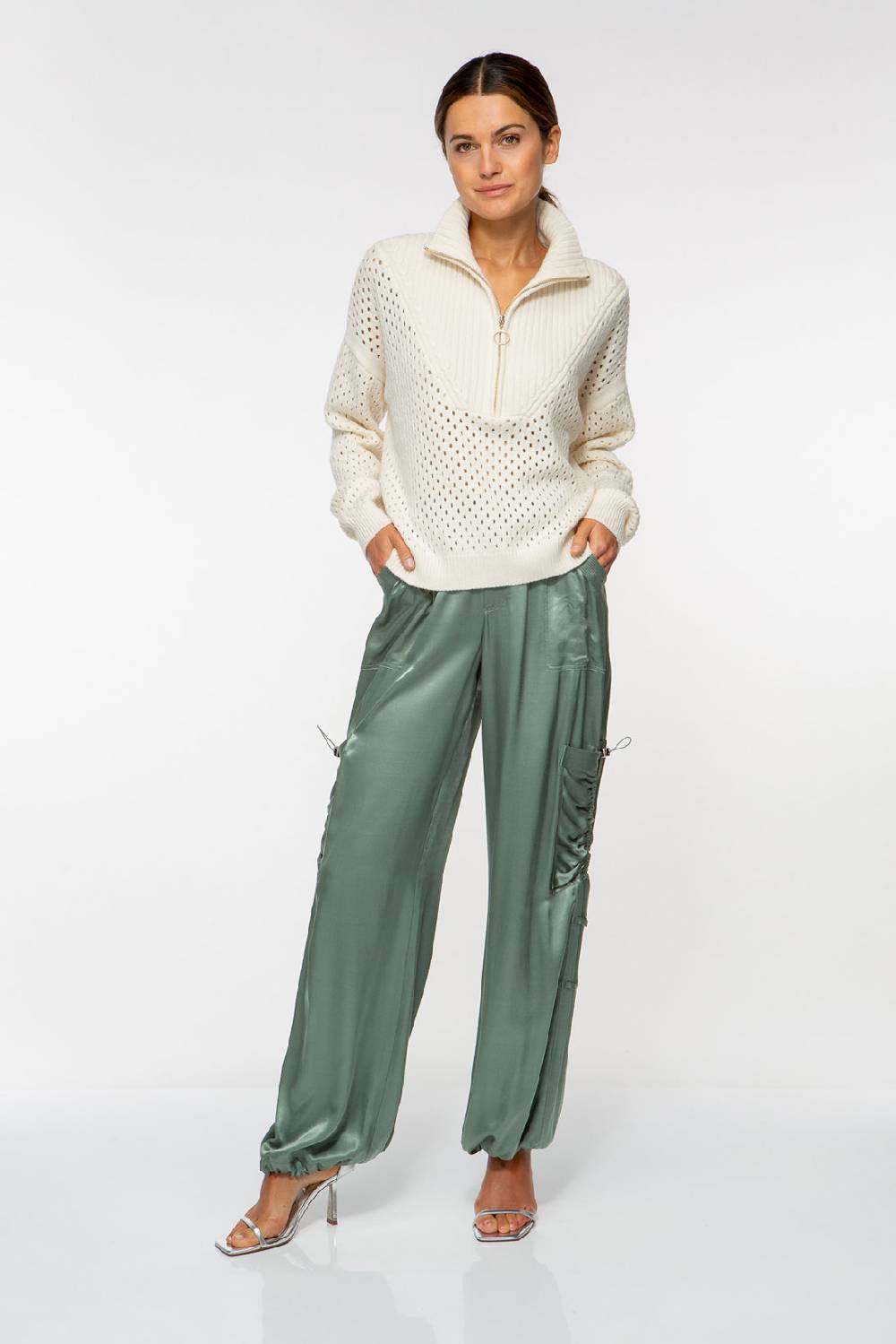 IVI GmbH SOLID KNIT Troyer Pullover Weiß