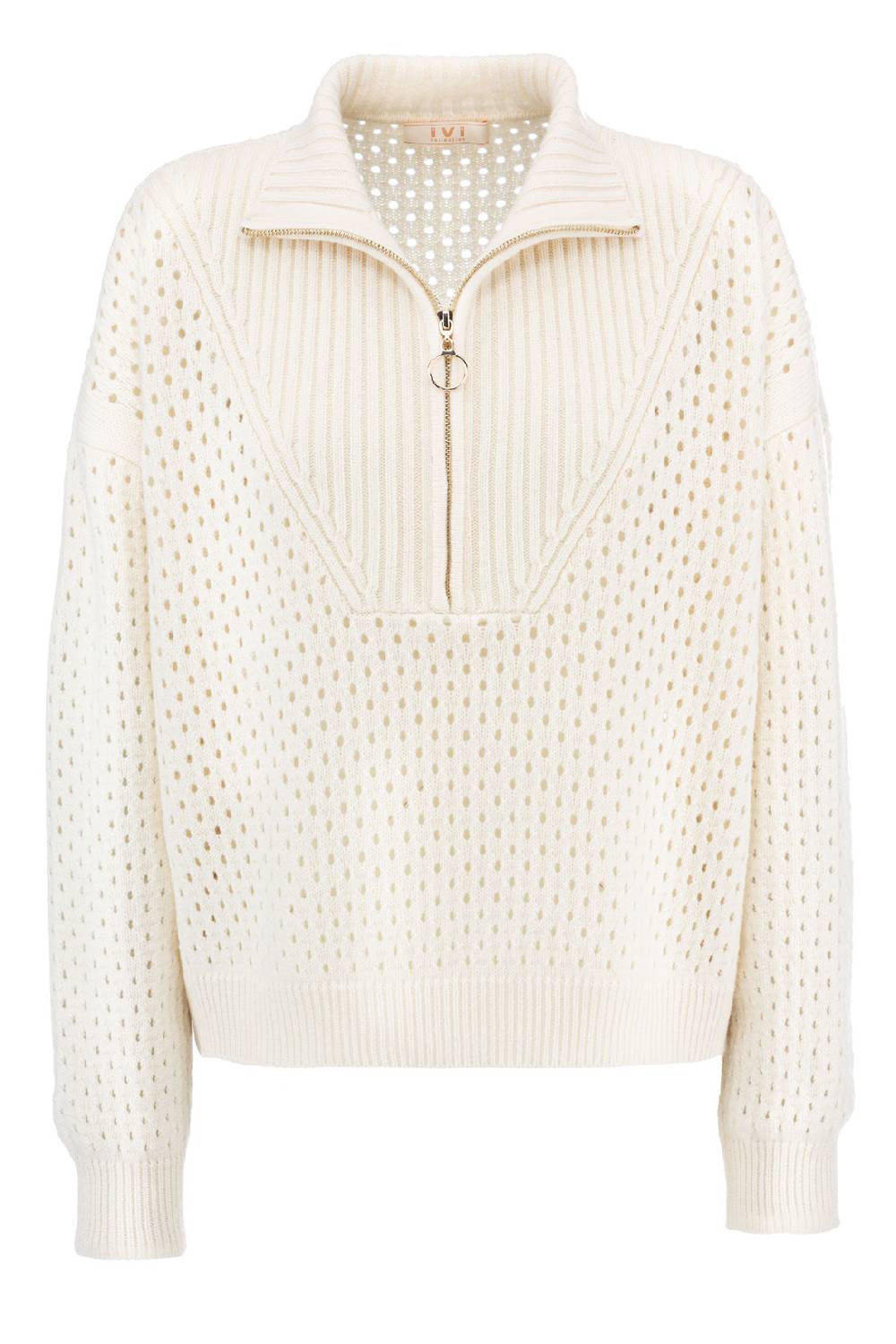 IVI GmbH SOLID KNIT Troyer Pullover weiß