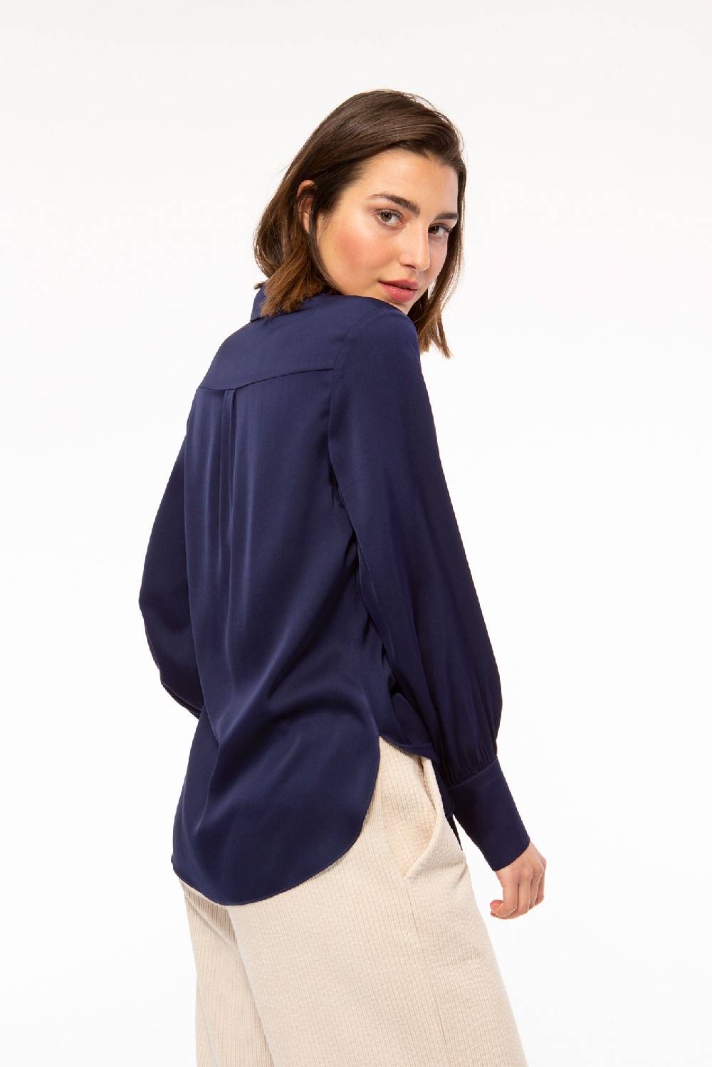 IVI GmbH SOLID SILK Hemdbluse Navy