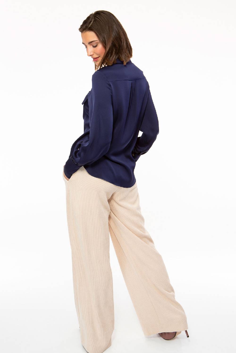 IVI GmbH SOLID SILK Hemdbluse Navy