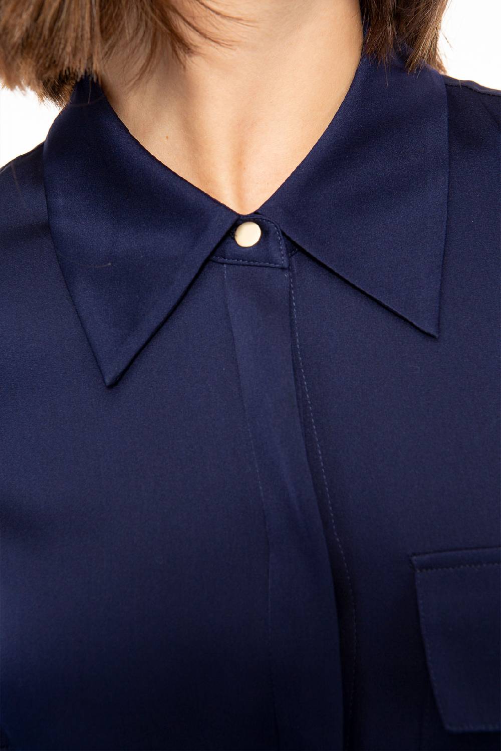 IVI GmbH SOLID SILK Hemdbluse Navy