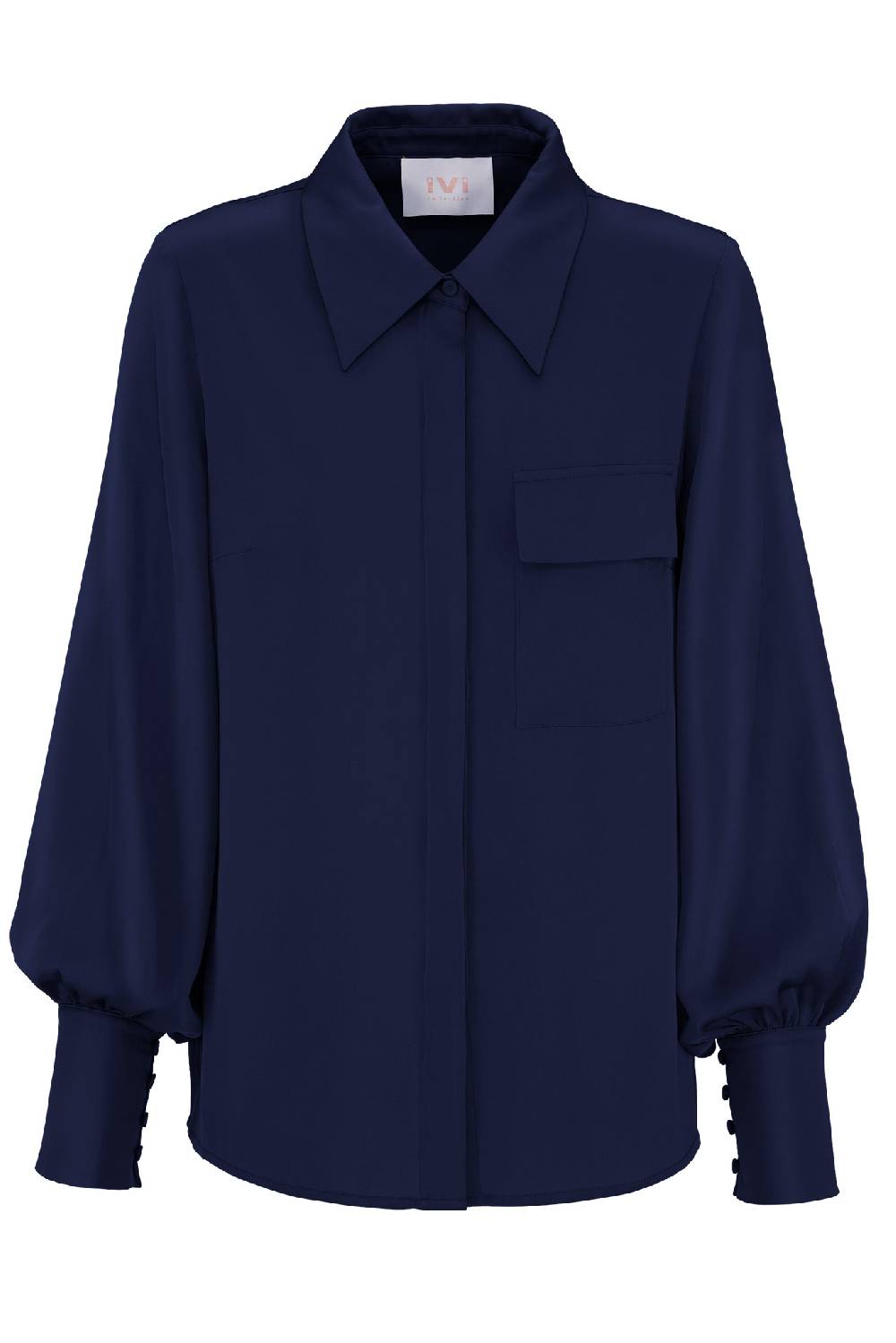 IVI GmbH SOLID SILK Hemdbluse navy