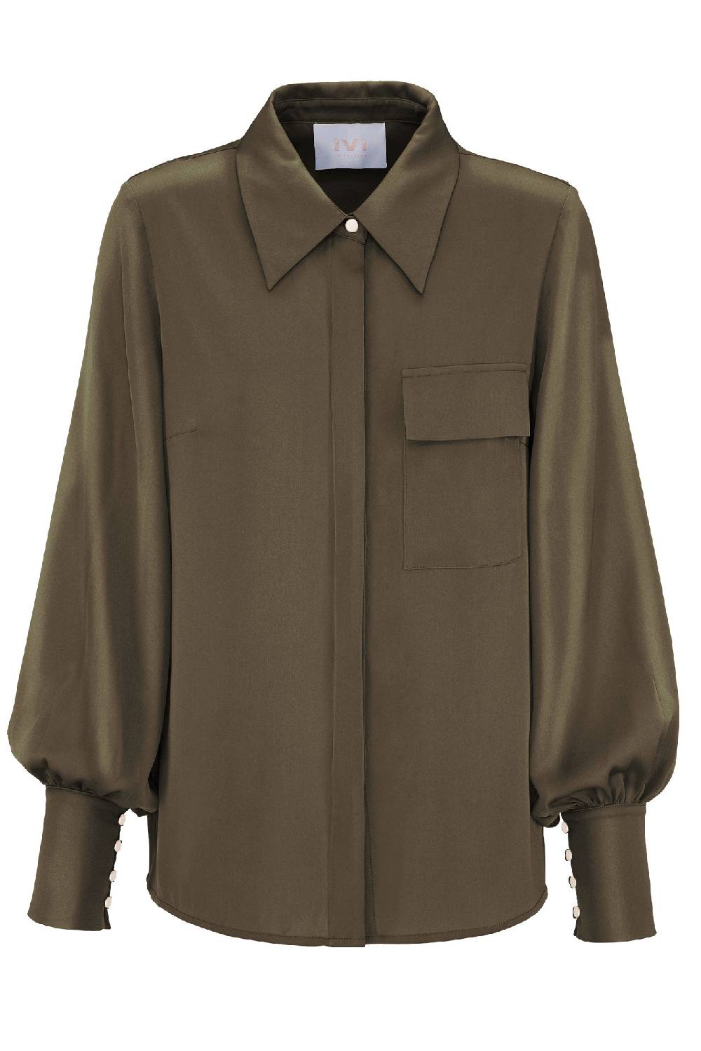 IVI GmbH SOLID SILK Hemdbluse olive
