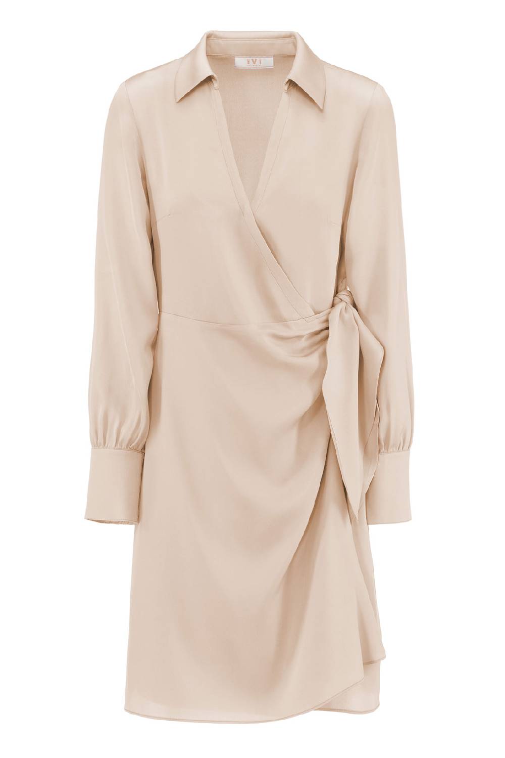 IVI GmbH SOLID SILK Kurzes Wickelkleid light sand