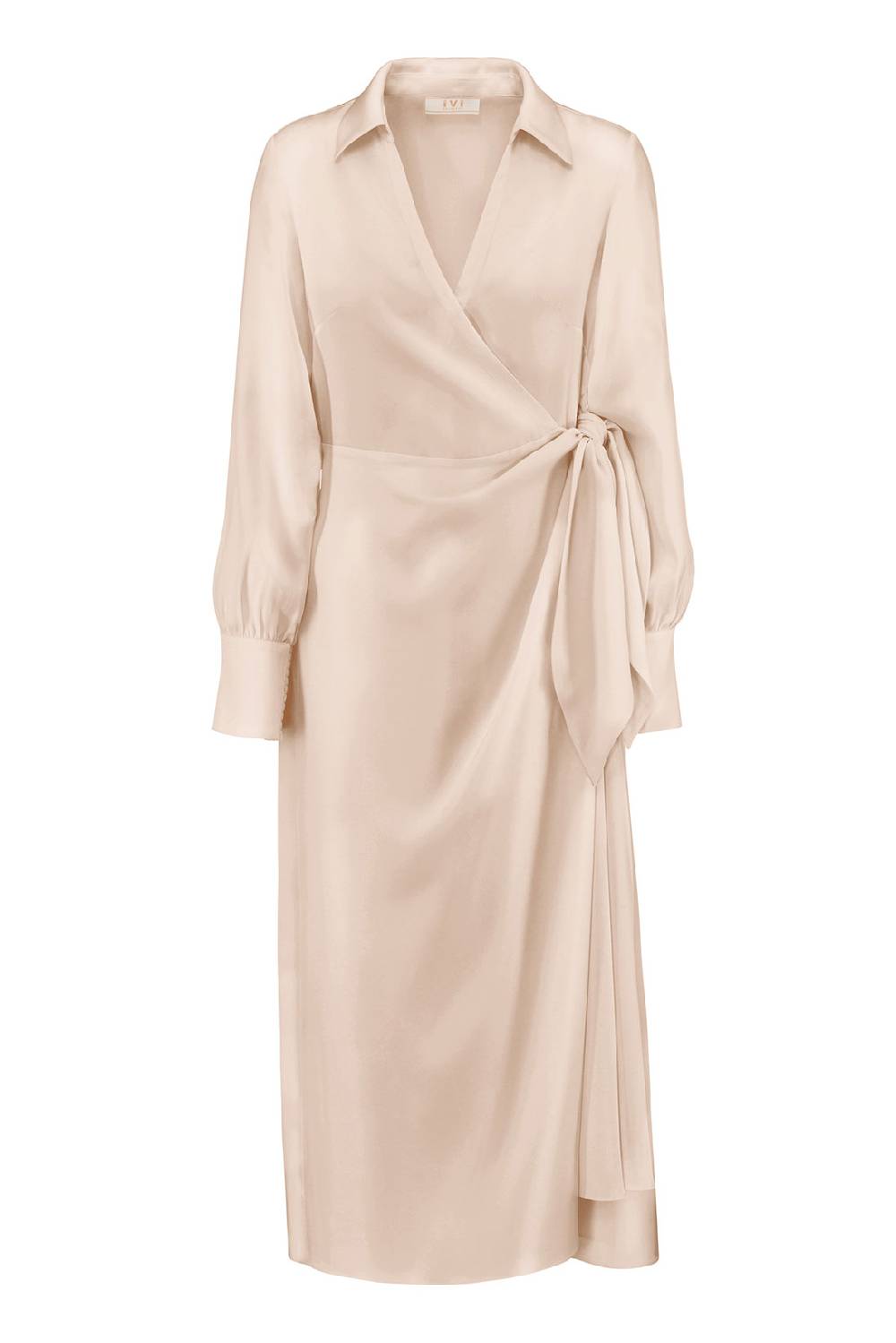 IVI GmbH SOLID SILK Midi Wickelkleid light sand