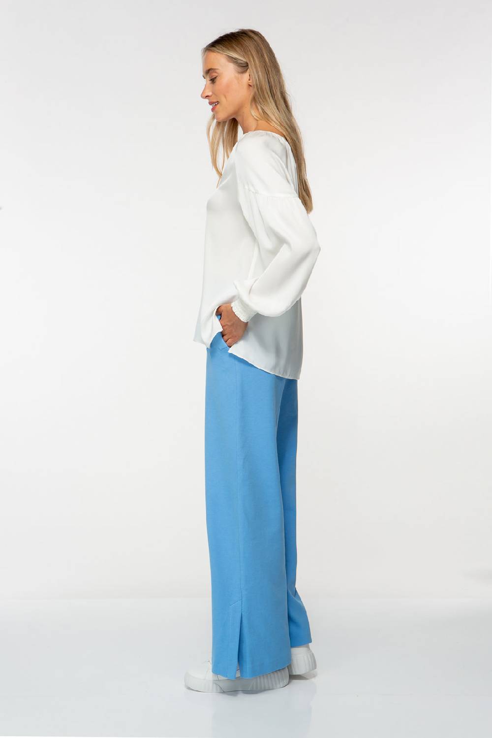 IVI GmbH SOLID SILK Seidenbluse Mit Kräuseln Weiß