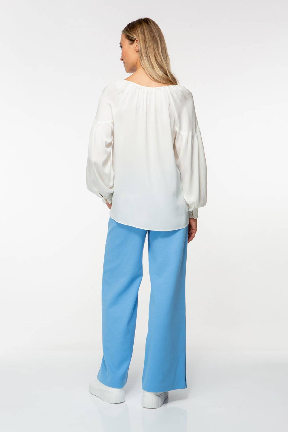 IVI GmbH SOLID SILK Seidenbluse Mit Kräuseln Weiß