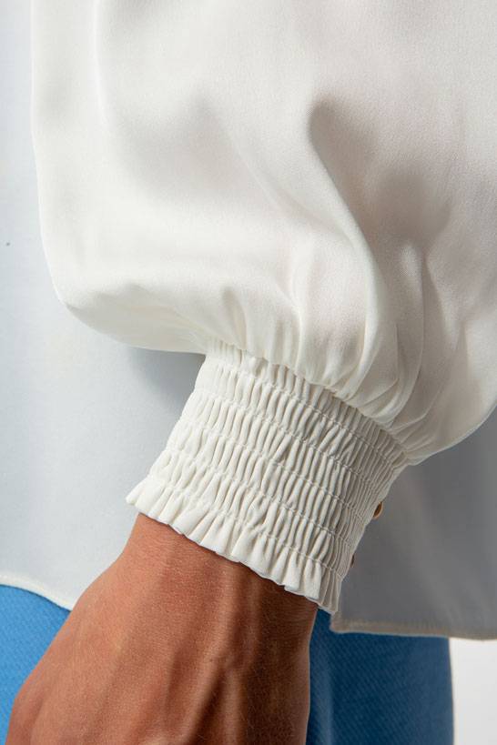 IVI GmbH SOLID SILK Seidenbluse Mit Kräuseln Weiß