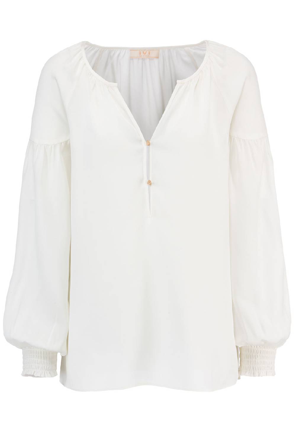 IVI GmbH SOLID SILK Seidenbluse mit Kräuseln weiß