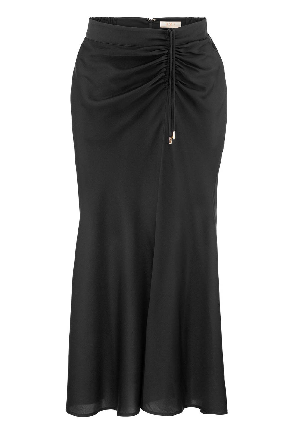 IVI GmbH SOLID SILK Seidenrock mit Raffung schwarz