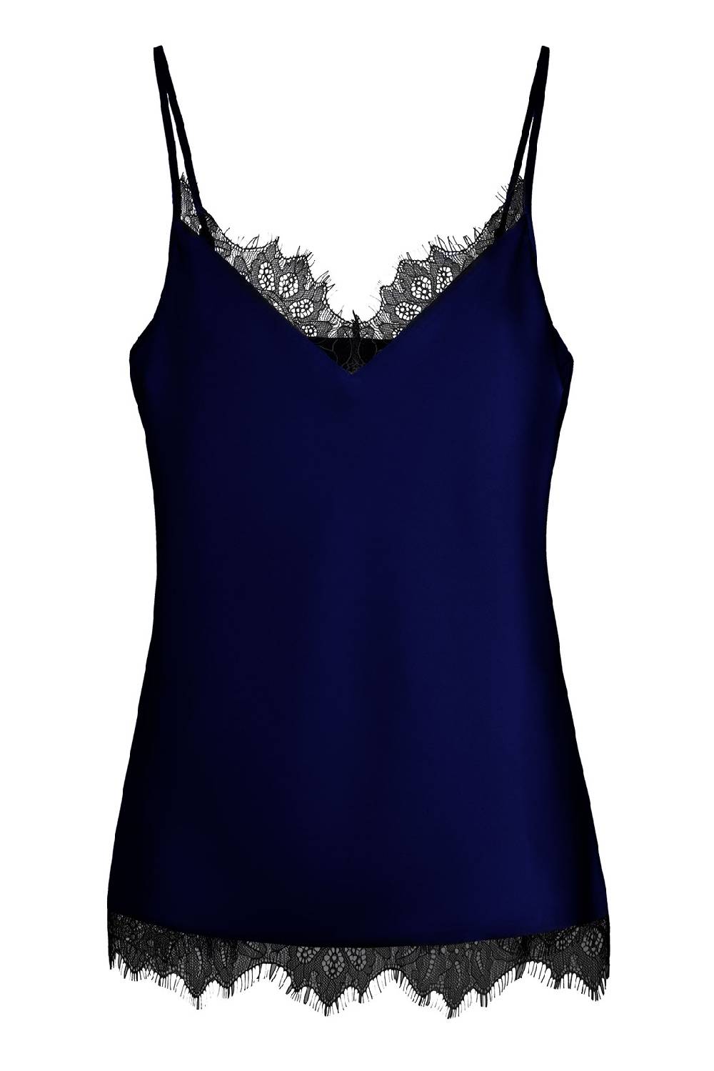 IVI GmbH SOLID SILK Top mit Spitze navy