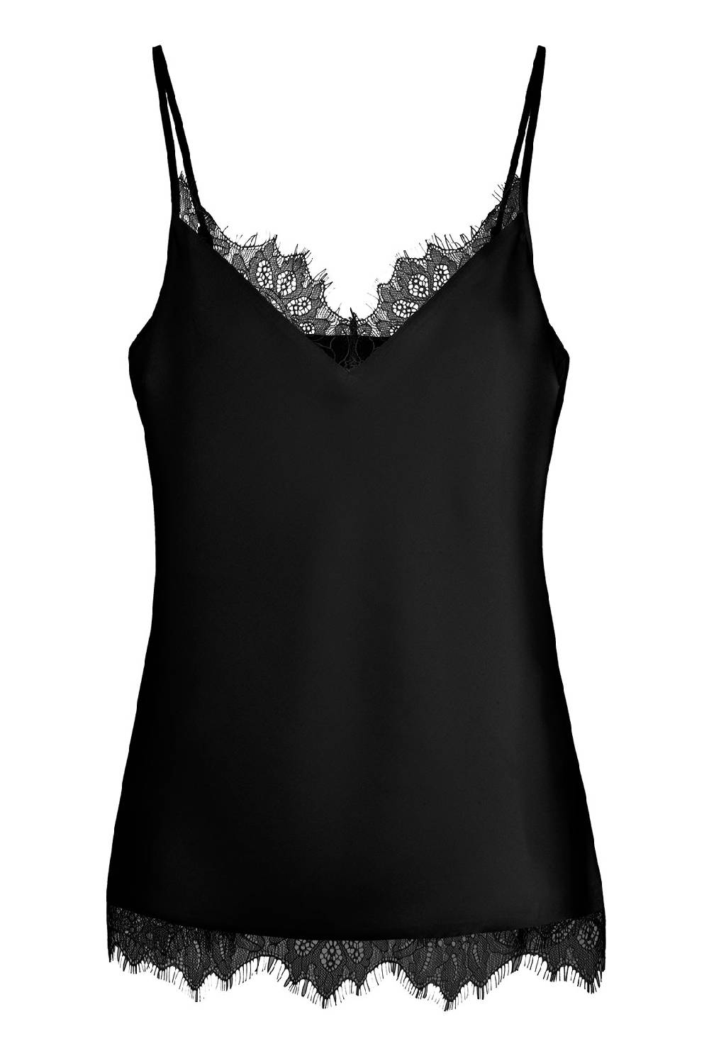 IVI GmbH SOLID SILK Top mit Spitze schwarz