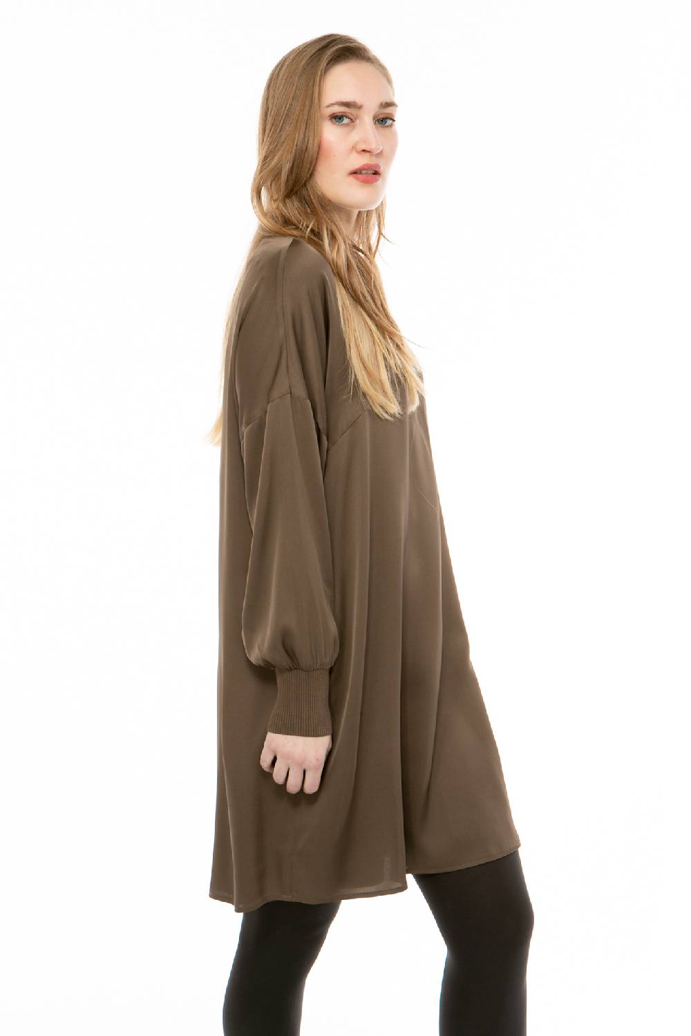 IVI GmbH SOLID SILK Tunika-Kleid Olive