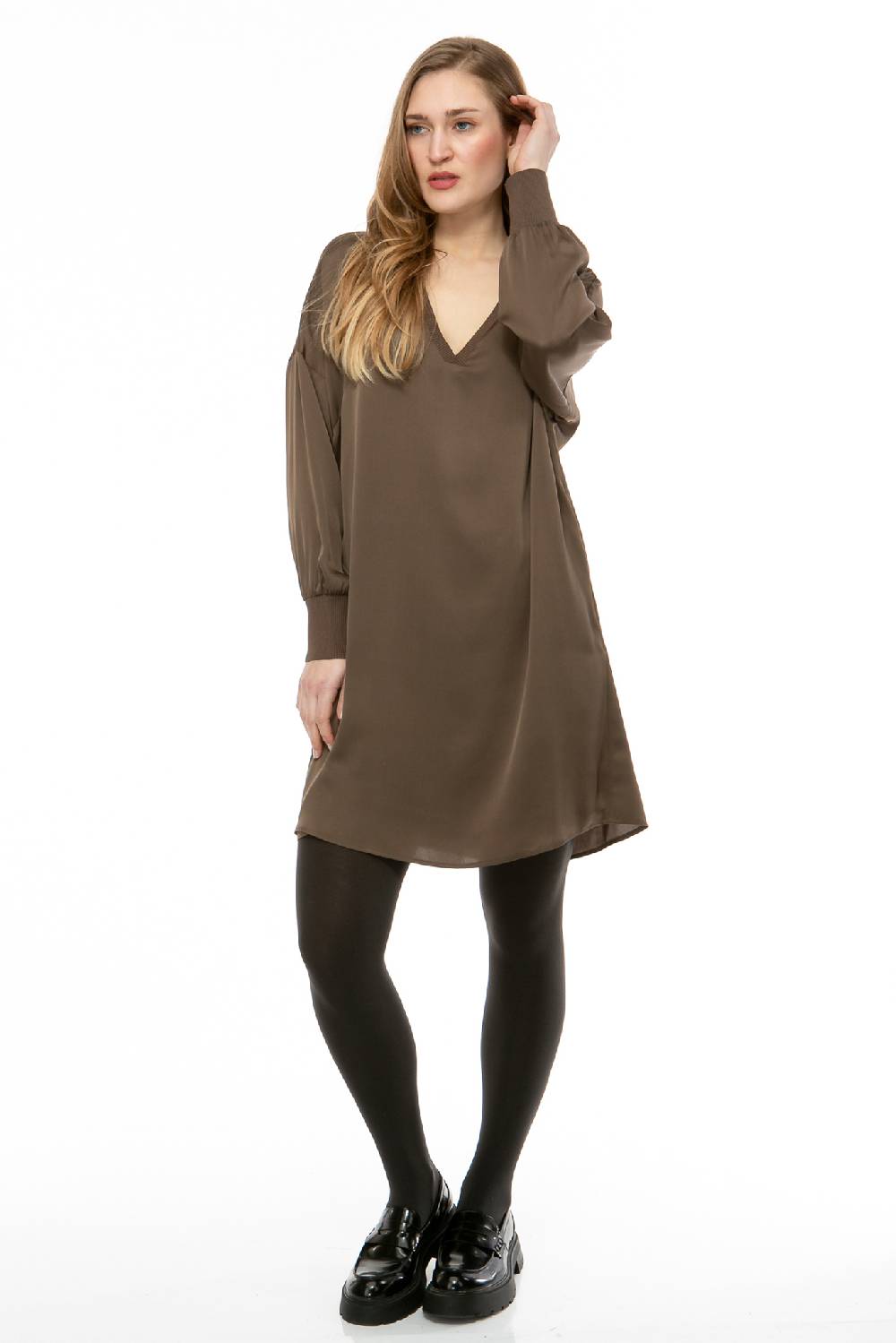 IVI GmbH SOLID SILK Tunika-Kleid Olive